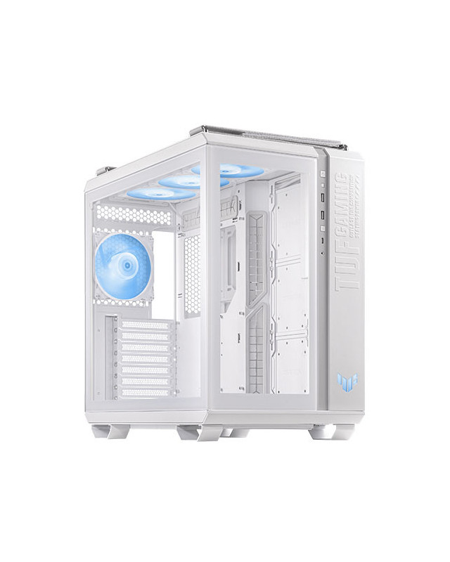 Asus TUF Gaming GT502 Plus Case w/ Front & Side Glass Windows, ATX, Dual Chamber, Modular Design, 4x ARGB Fans & Lighting Hub, USB-C, Carry Handles, White