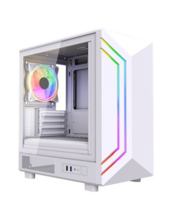 Vida Apollo M White ARGB Gaming Case w/ Glass Window, Micro ATX, Rear ARGB Infinity Fan, Front LED Strips