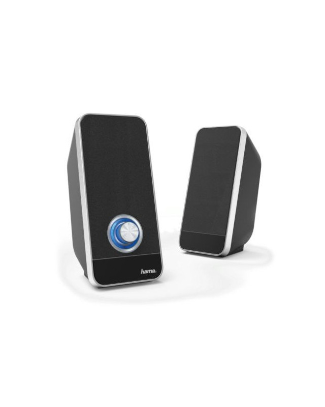Hama Sonic LS-206 2.0 Speaker System, 3.5 mm Jack, USB-A for Power, Backlit Volume Control