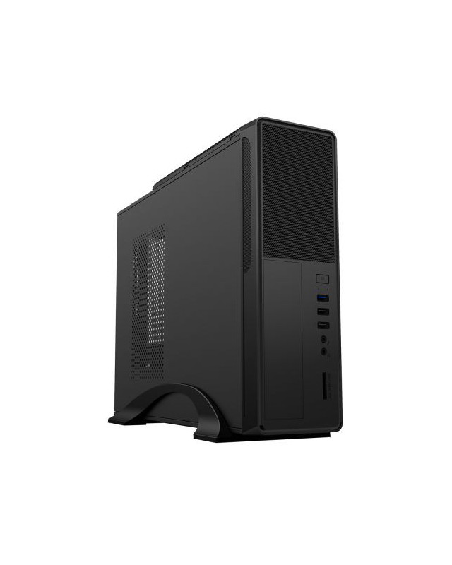CiT S014B Micro ATX Slim Desktop Case, 300W PSU, Mesh Front, 8cm Fan, Card Reader, USB 3.0, Black