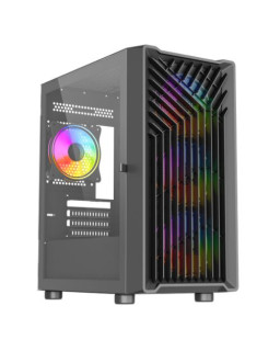 Vida Cyclone Black ARGB Gaming Case w/ Glass Window, Micro ATX, 4x ARGB Fans, Grill/Mesh Front