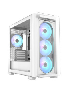 Asus A23 PLUS ARGB Gaming Case w/ Glass Side and Front, Micro ATX, 4x ARGB Fans, 380mm GPU & 360mm Radiator Support, USB-C, Asus BTF Compatible, White