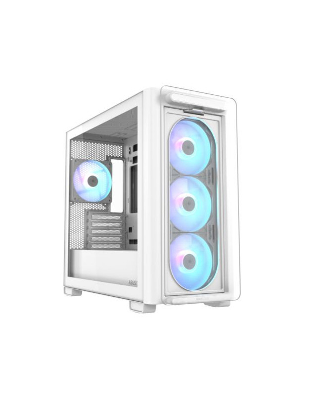 Asus A23 PLUS ARGB Gaming Case w/ Glass Side and Front, Micro ATX, 4x ARGB Fans, 380mm GPU & 360mm Radiator Support, USB-C, Asus BTF Compatible, White