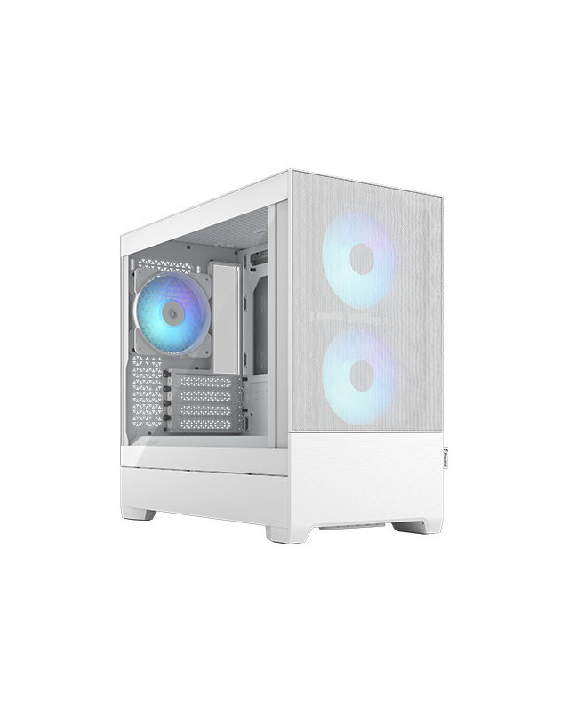Fractal Design Pop Mini Air RGB (White TG) Gaming Case w/ Clear Glass Window, Micro ATX, Hexagonal Mesh Front, 3 RGB Fans & ARGB Controller