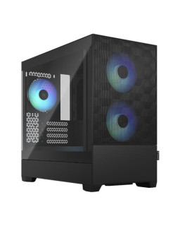 Fractal Design Pop Mini Air RGB (Black TG) Gaming Case w/ Clear Glass Window, Micro ATX, Hexagonal Mesh Front, 3 RGB Fans & ARGB Controller