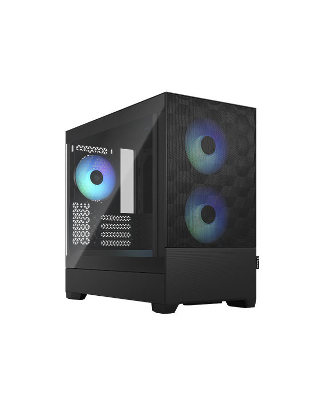 Fractal Design Pop Mini Air RGB (Black TG) Gaming Case w/ Clear Glass Window, Micro ATX, Hexagonal Mesh Front, 3 RGB Fans & ARGB Controller