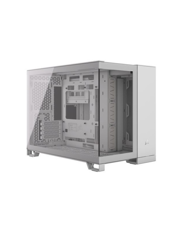 Corsair 2500X Dual Chamber Gaming Case w/ Glass Side & Front, Micro ATX, Mesh Panels, USB-C, Asus BTF Compatible, White