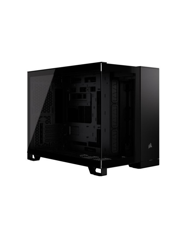 Corsair 2500X Dual Chamber Gaming Case w/ Glass Side & Front, Micro ATX, Mesh Panels, USB-C, Asus BTF Compatible, Black