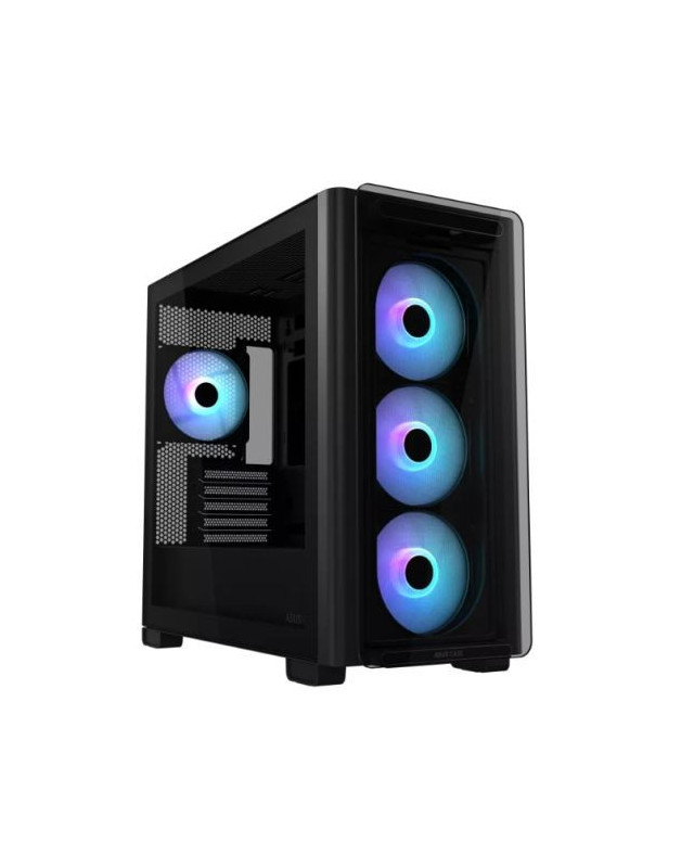 Asus A23 PLUS ARGB Gaming Case w/ Glass Side and Front, Micro ATX, 4x ARGB Fans, 380mm GPU & 360mm Radiator Support, USB-C, Asus BTF Compatible, Black