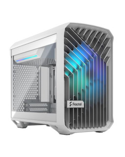 Fractal Design Torrent Nano (Light TG RGB White) Case w/ Light Tint Glass Window, Mini ITX, 1 RGB Fan, ATX PSU & 335mm GPU Support, 280mm Watercooling, RGB Strip, Front Grille, USB-C