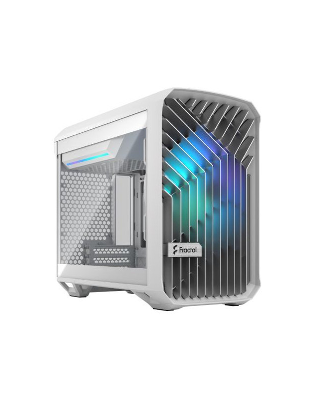 Fractal Design Torrent Nano (Light TG RGB White) Case w/ Light Tint Glass Window, Mini ITX, 1 RGB Fan, ATX PSU & 335mm GPU Support, 280mm Watercooling, RGB Strip, Front Grille, USB-C