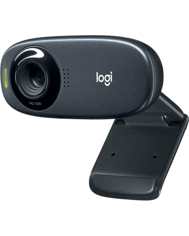 Logitech C310 HD Webcam, 1.2MP, 720p/30fps, Mic, Widescreen, Auto Light Correction, Mounting Clip