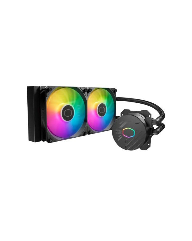 Cooler Master MasterLiquid 240L Core ARGB 240mm Liquid CPU Cooler, 2x ARGB PWM Fans, RGB Pump Head, Black