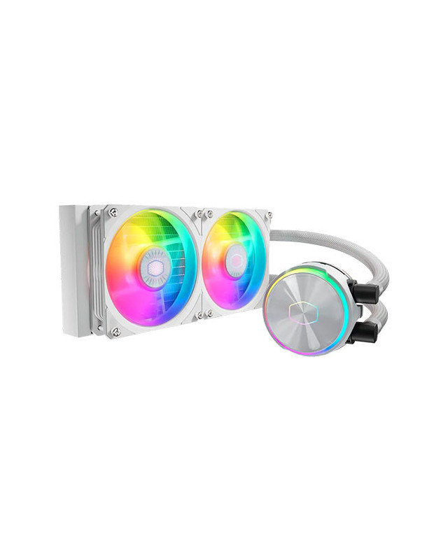 Cooler Master PL240 Flux ARGB 240mm Liquid CPU Cooler, 2x ARGB PWM Fans, RGB Pump Head, RGB Controller, White