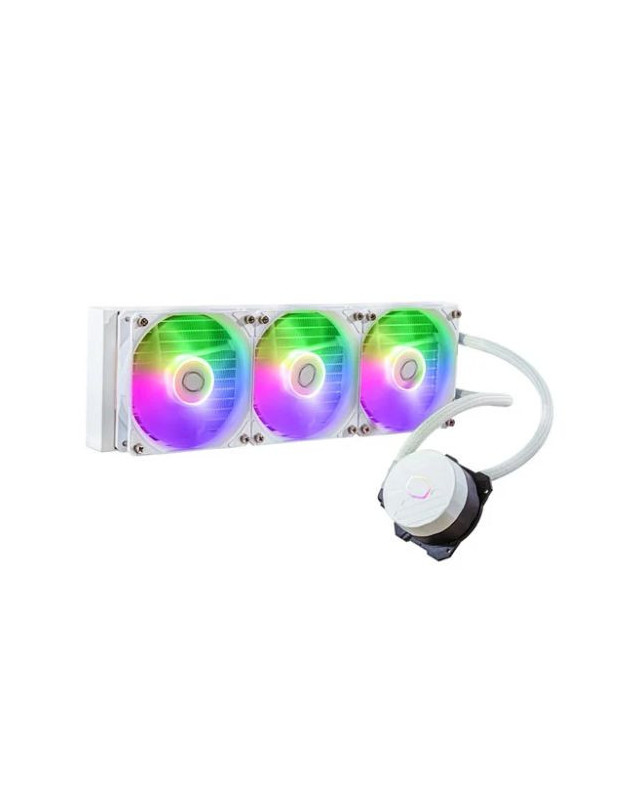 Cooler Master MasterLiquid 360L Core ARGB 360mm Liquid CPU Cooler, 3x ARGB PWM Fans, RGB Pump Head, White