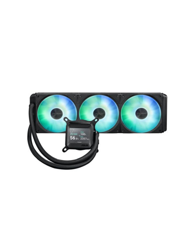 Asus PRIME LC 360 ARGB LCD Liquid CPU Cooler, 360mm, Daisy-Chainable ARGB Fans, LCD Display w/ CPU & GPU Monitoring, Black
