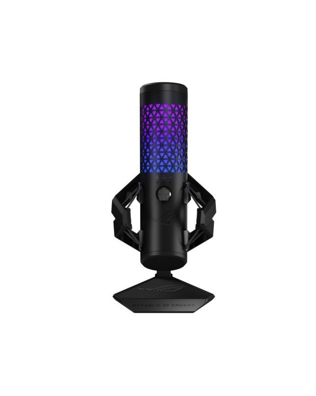 Asus ROG Carnyx USB Gaming Microphone, Studio-Grade 25mm Condenser, 192kHz/24-bit, High-Pass Filter, Pop Filter, Metal Mount, RGB Lighting, Black