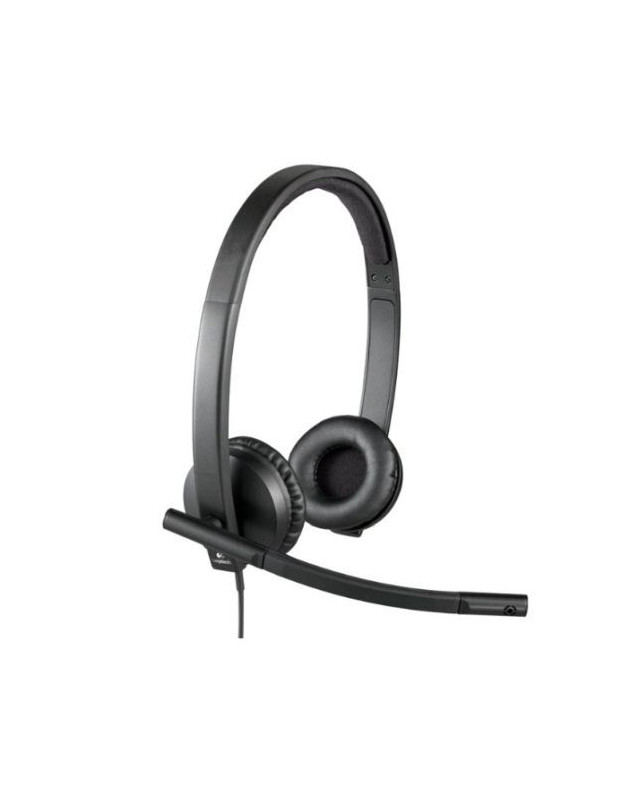 Logitech H570E Stereo Headset with Boom Mic, USB, In-Line Controls, Noise & Echo Cancellation, Leatherette Ear Pads
