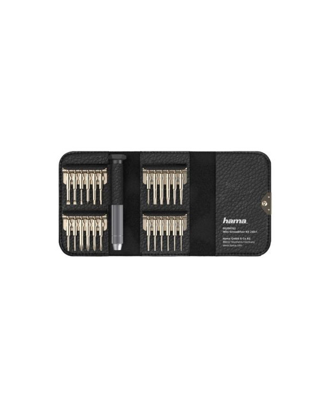 Hama 24-in-1 Mini Screwdriver Set, Resilient Steel, Leather-Look Case