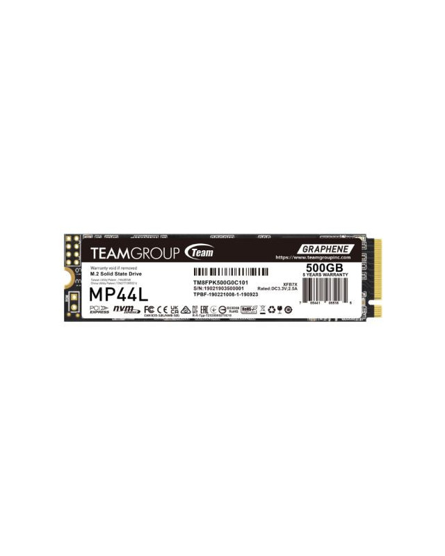 Team 500GB MP44L M.2 NVMe Gen4 SSD, M.2 2280, PCIe4, R/W 5000/2500 MB/s, Heat Dissipating Graphene Label