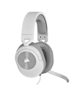 Corsair HS55 Stereo Gaming Headset, 3.5mm Jack, Lightweight, Flip-To-Mute Mic, Memory Foam Earpads, White