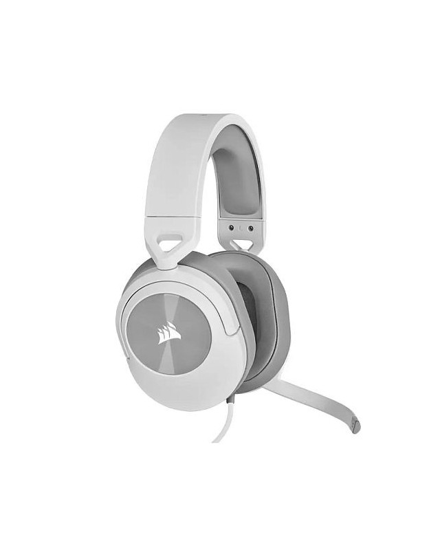 Corsair HS55 Stereo Gaming Headset, 3.5mm Jack, Lightweight, Flip-To-Mute Mic, Memory Foam Earpads, White