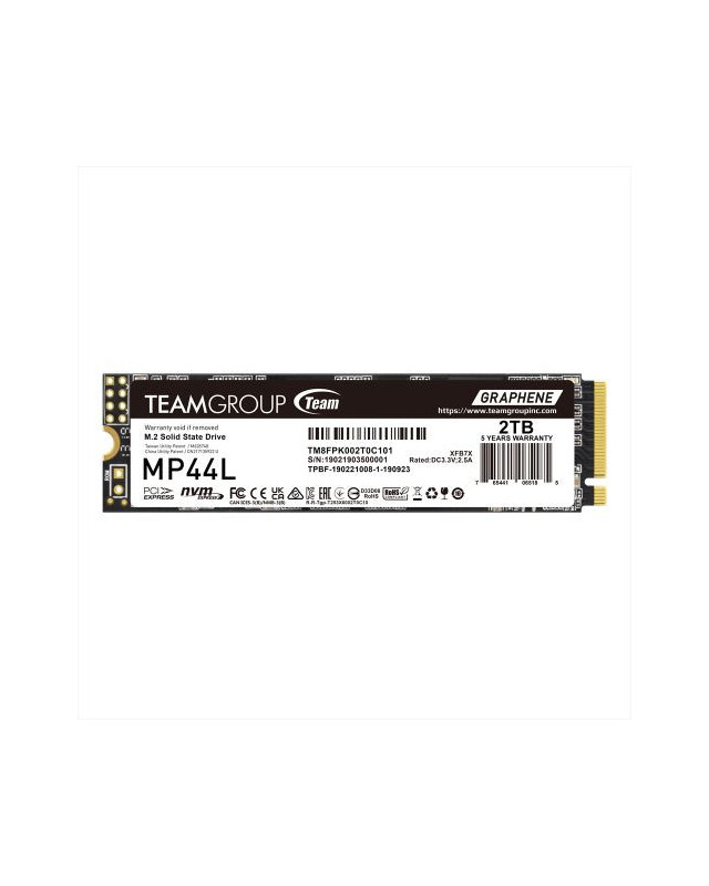 Team 2TB MP44L M.2 NVMe Gen4 SSD, M.2 2280, PCIe4, R/W 4800/4400 MB/s, Heat Dissipating Graphene Label