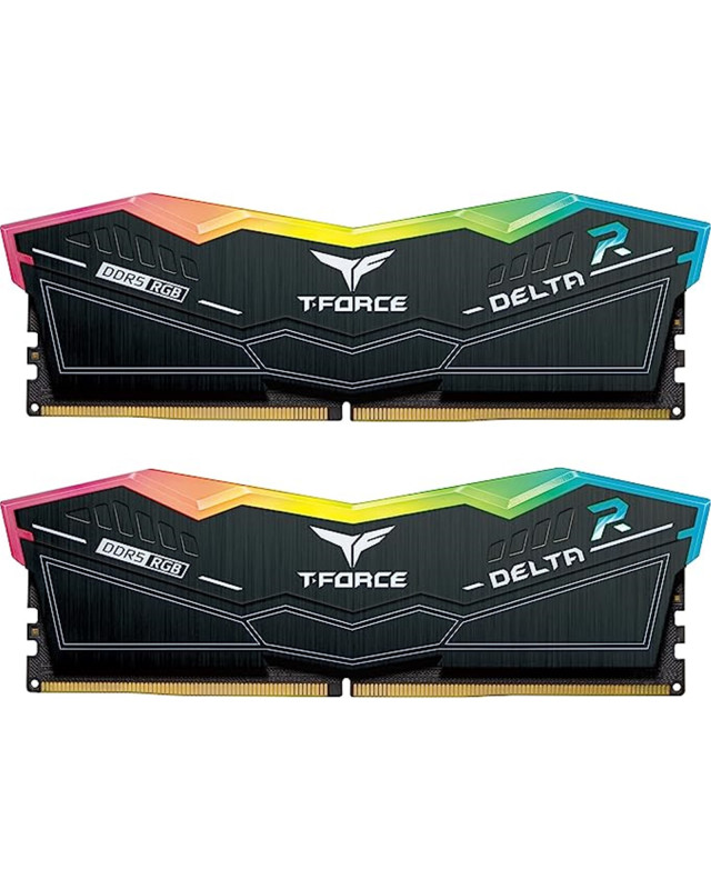 Team T-Force Delta RGB 32GB Kit (2 x 16GB), DDR5, 6000MHz (PC5-48000), CL38, ECC, AMD EXPO & XMP 3.0, PMIC, DIMM Memory, Black