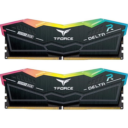 Team T-Force Delta RGB 32GB Kit (2 x 16GB), DDR5, 6000MHz (PC5-48000), CL38, ECC, AMD EXPO & XMP 3.0, PMIC, DIMM Memory, Black
