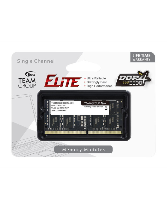Team Elite 8GB, DDR4, 3200MHz (PC4-25600), CL22, SODIMM Memory