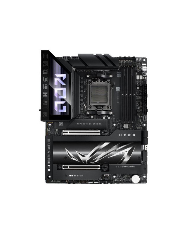Asus ROG CROSSHAIR X870E HERO, AMD X870E, AM5, ATX, 4 DDR5, HDMI, 2 USB4, Wi-Fi 7, 5G & 2.5G LAN, PD 60W, RGB, 5x M.2