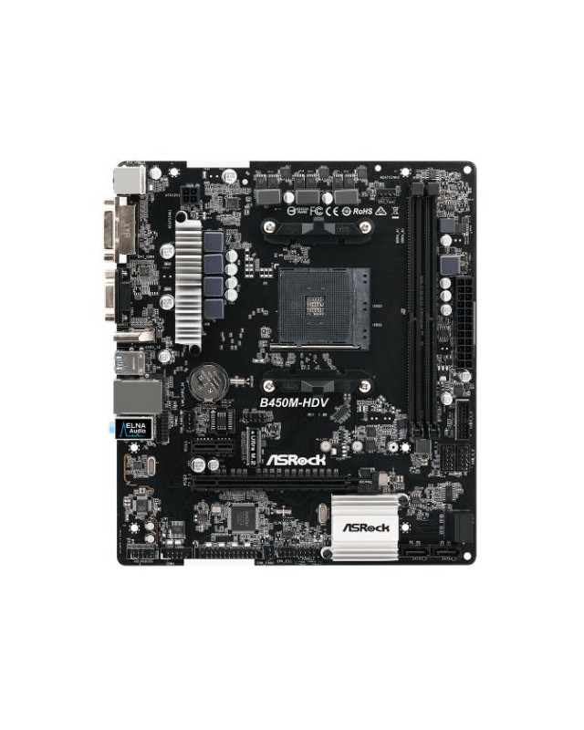 Asrock B450M-HDV R.40, AMD B450, AM4, Micro ATX, 2 DDR4, VGA, DVI, HDMI, M.2