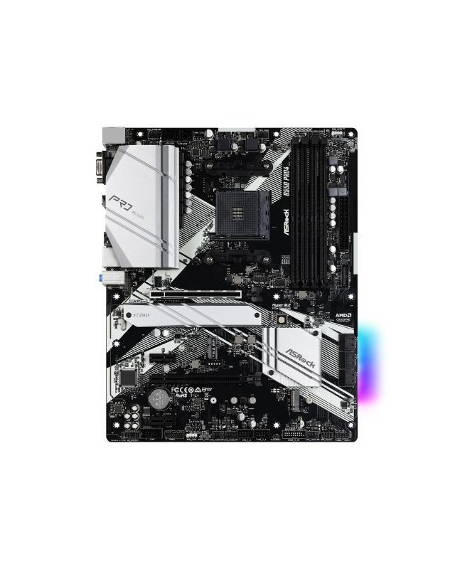 Asrock B550 PRO4, AMD B550, AM4, ATX, 4 DDR4, VGA, HDMI, XFire, PCIe4, RGB Lighting, M.2