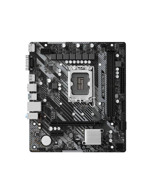 Asrock H610M-HDV/M.2 R2.0, Intel H610, 1700, Micro ATX, 2 DDR4, VGA, HDMI, DP, PCIe4, 1x M.2