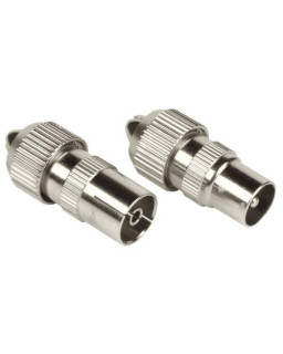 Hama Coax Connector Set, 1 Male & 1 Female, Metal, Screw Attachment