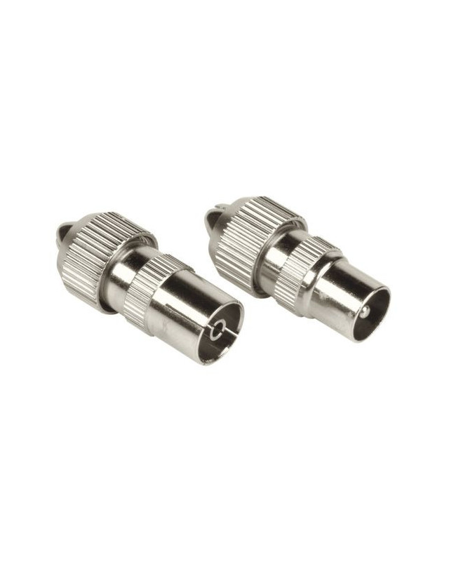 Hama Coax Connector Set, 1 Male & 1 Female, Metal, Screw Attachment