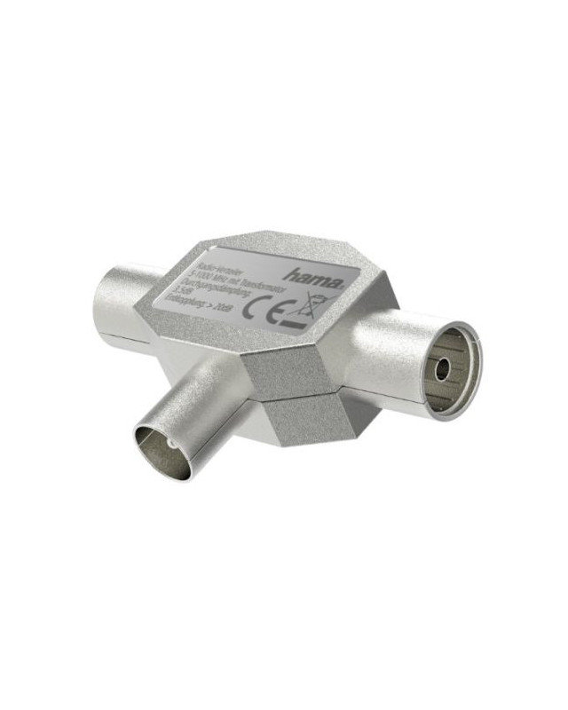 Hama Antenna Splitter, Coax Male to 2x Coax Female, Metal