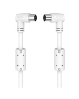 Hama 90° Antenna Cable, Coax Male to Coax Female, 90dB, 1.5 Metre, White