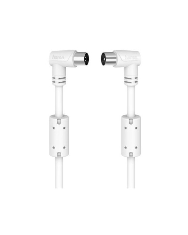 Hama 90° Antenna Cable, Coax Male to Coax Female, 90dB, 1.5 Metre, White