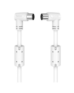Hama 90° Antenna Cable, Coax Male to Coax Female, 90dB, 10 Metre, White