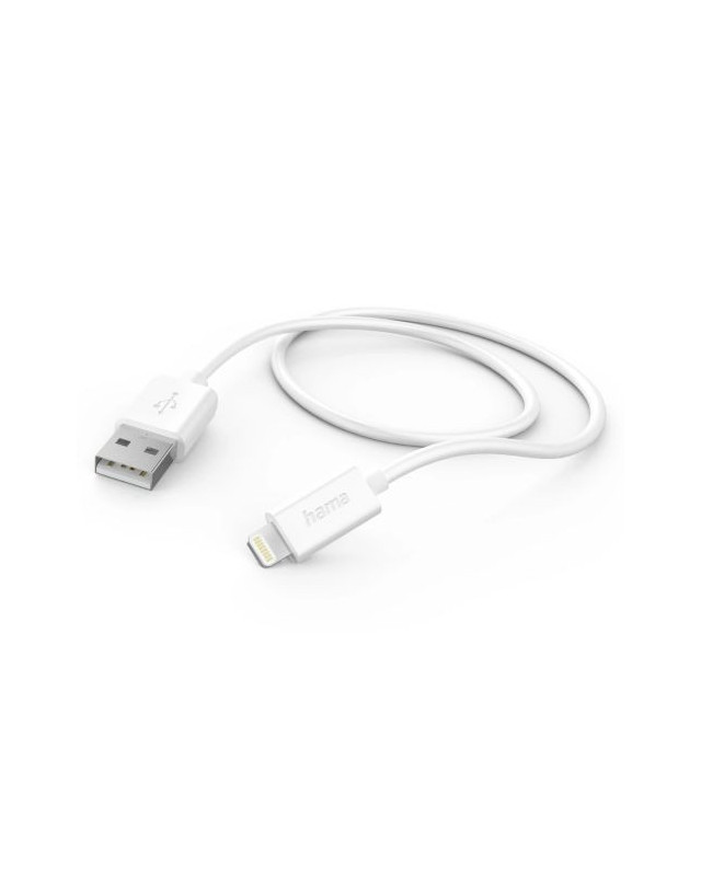 Hama Charging/Data USB-A to Lightning Cable, 480Mbps, 1.5 Metre, White, MFI Certified