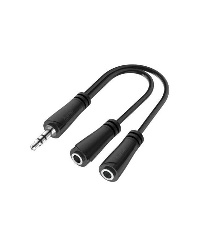 Hama 3.5mm Jack Splitter Cable, 3.5mm Jack Male to 2x 3.5mm Jack Female, Black
