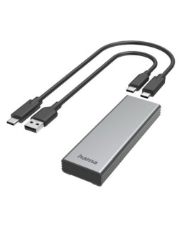Hama M.2 PCIe/SATA SSD Caddy, USB 10Gbps Type A&C, Compatible with 2280/2260/2242, Aluminium