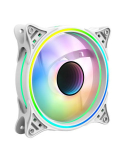 Vida Infinity01 12cm ARGB Dual Ring PWM Case Fan, Hydraulic Bearing, Infinity Mirror Effect, 500-1500 RPM, White