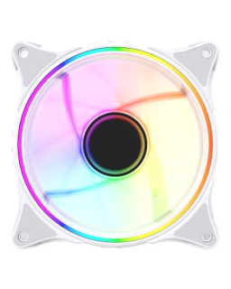 Vida Infinity01 Reverse Blade 12cm ARGB Dual Ring PWM Case Fan, Hydraulic Bearing, Infinity Mirror Effect, 500-1500 RPM, White