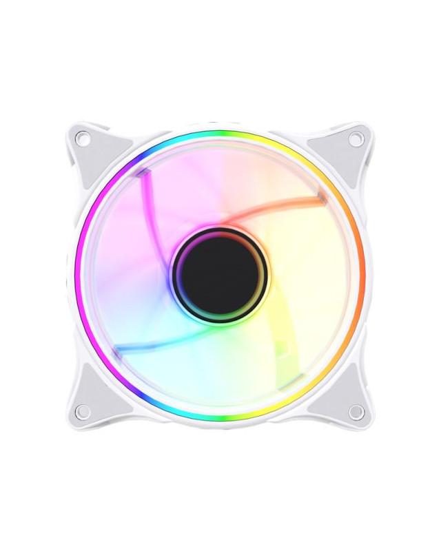 Vida Infinity01 Reverse Blade 12cm ARGB Dual Ring PWM Case Fan, Hydraulic Bearing, Infinity Mirror Effect, 500-1500 RPM, White
