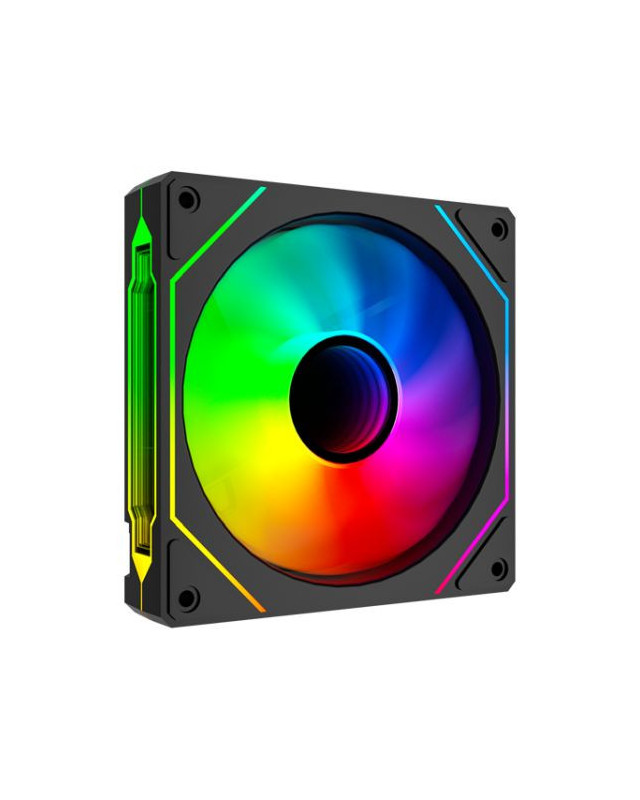 Vida Infinity02 Reverse Blade12cm ARGB PWM Case Fan, Hydraulic Bearing, Infinity Mirror Effect on Centre & Sides, 800-1800 RPM, Black