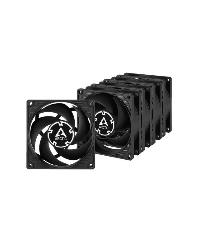 Arctic P8 8cm Pressure Optimised PWM PST Case Fan w/ Cable Splitter (5 Pack), Black, Fluid Dynamic, 200-3000 RPM, Value Pack