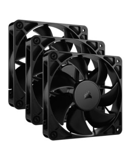 Corsair RS120 PWM 12cm Case Fans (3 Pack), Magnetic Dome Bearing, Daisy-Chain 4-Pin, 2100 RPM, AirGuide Tech, Black