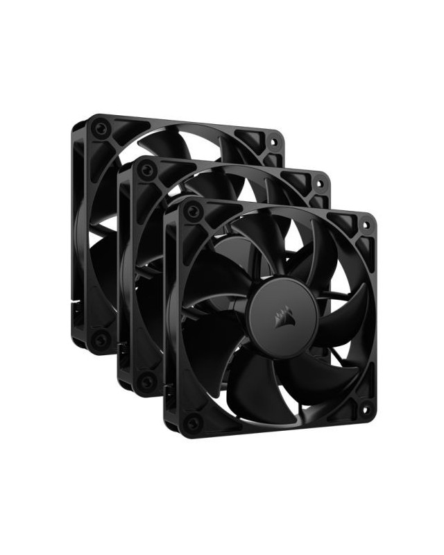 Corsair RS120 PWM 12cm Case Fans (3 Pack), Magnetic Dome Bearing, Daisy-Chain 4-Pin, 2100 RPM, AirGuide Tech, Black